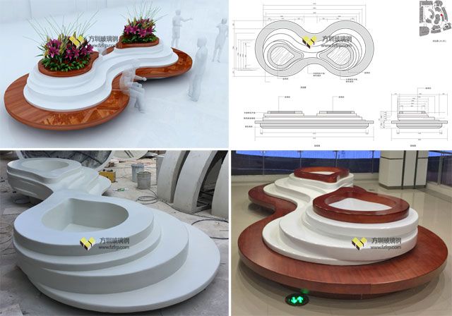 江西南昌商场创意家具玻璃钢花盆座椅生产设计图