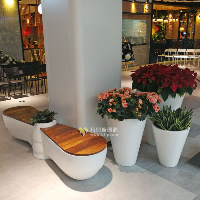 螺旋浆造型玻璃钢花盆座椅装饰深圳海航城主题空间