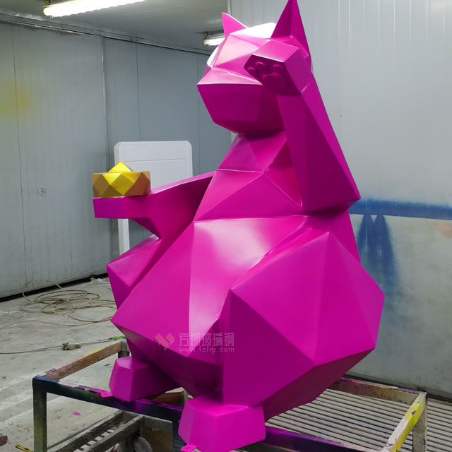 室外玻璃钢雕塑粉红切面猫四川园林景观 室外玻璃钢雕塑粉红切面猫四川园林景观
