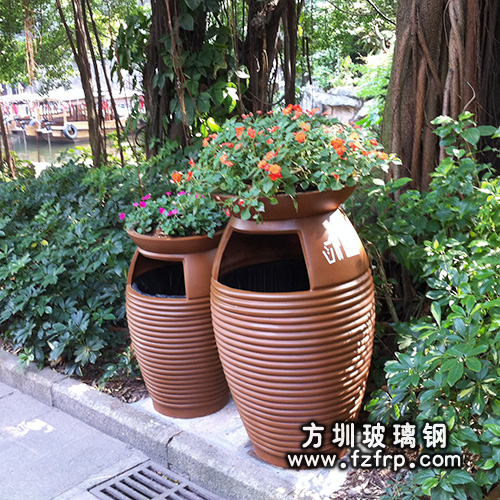 A90玻璃钢景区花盆式垃圾桶 A90玻璃钢景区花盆式垃圾桶